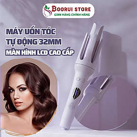 Máy uốn tóc xoăn tự động BOORUI uốn tóc ion âm, chất liệu gốm sứ đường kính uốn 32 mm, 3 mức độ nhiệt làm nóng nhanh tạo hình trong 5 giấy giữ nếp lên đến 12 giờ, không làm hư tổn tóc  -  Hàng chính hãng - Trắng - Model 2024