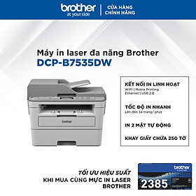 Máy In Lazer Đa Năng Trắng Đen Brother DCP-B7535DW (Print, Copy, Scan, Duplex) - Hàng Chính Hãng
