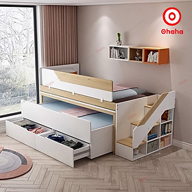 [Miễn phí vận chuyển & lắp đặt] Giường tầng trẻ em thông minh xếp gọn có bàn học và tủ Ohaha - GTXG011