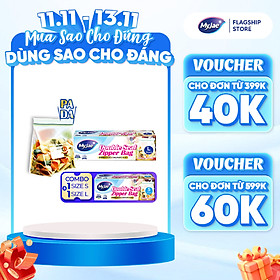 (Combo 2 size S+ L) Túi Zip PE Trong Suốt 2 Đường Kéo MyJae, Túi Bọc Đồ Ăn, Rau Củ Bảo Quản Trong Tủ Lạnh