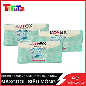 Hình ảnh Combo 3 Băng Vệ SInh Kotex Hằng Ngày Maxcool Chiếc Suất Lavender 40 Miếng/Gói