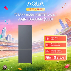 Freeship toàn quốc - Tủ lạnh ngăn đông dưới Aqua 292L AQR-B360MA(SLB) - Bảo hành trong 2 năm - Hàng chính hãng