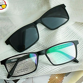 Gọng kính và kính râm 2 trong 1 siêu tiện lợi cho nam nữ mã 23 ( tặng kèm hộp đựng kính )