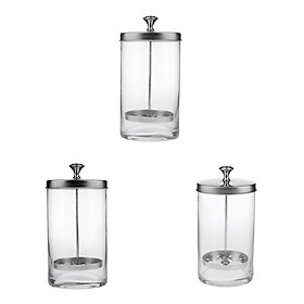 3Pcs Clear Sanitizer  Glass Jar for Hair Styling Barber Shop S