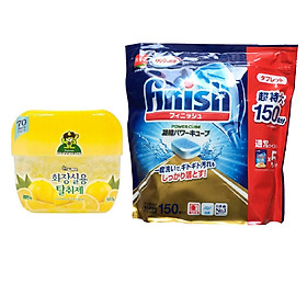 Combo hộp sáp thơm khử mùi Sandokkaebi 300g Hàn Quốc + Túi viên rửa bát Finish 150 viên Nhật Bản