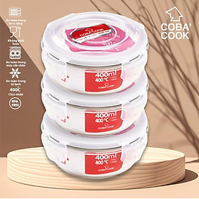 Mua Bộ 3 hộp thủy tinh COBA COOK đựng thực phẩm chịu nhiệt hình tròn dung tích 400ml - CCR43