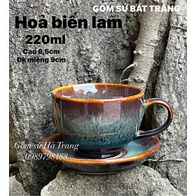 Mua Bộ tách cafe capuchino dung tích 220ml gốm sứ Bát Tràng cao cấp men hoả biến lam