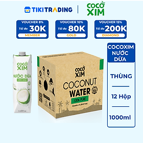 Thùng 12 Hộp Nước Dừa Cocoxim Xanh (1000ml x12 Hộp)