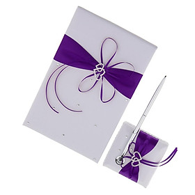 3pcs Set Satin Crystal Guest Book Pen and Pen Stand Wedding Reception
