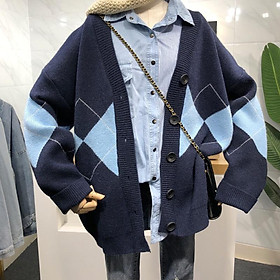 MS734 Áo khoác cardigan len hình trám cổ tim Hàn Quốc