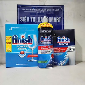 Combo Viên rửa bát Finish Nhật 150 viên + Muối rửa bát Finish 1,5kg + Nước làm bóng bát Finish 800ml