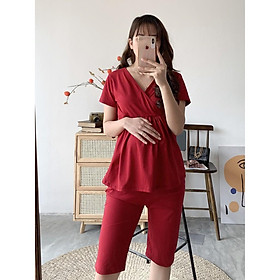 Bộ bầu mặc nhà mùa hè ngắn tay - Đồ bầu sau sinh cotton thoáng mát thiết kế Medyla