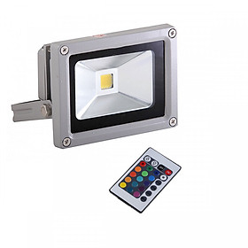 Mua Đèn Led pha 10W đổi 7 màu có remote điều khiển (Bạc) đèn hắt đèn trang trí đèn vườn có 4 chế độ chiếu sáng