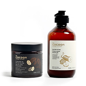 Combo gel tắm bí đao 300ml + Cà phê đắc lắc sạch da chết 200ml