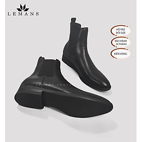 [Chelsea boots Classic] CB02 LEMANS bản mũi nhọn, Đế vân gỗ, da bò cao cấp  bảo hành 12-24 tháng