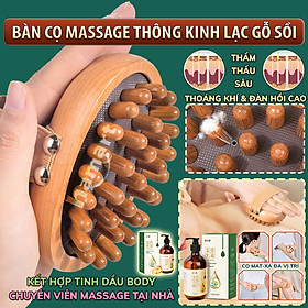 Bàn Chải Massage Thông Kinh Lạc Gỗ Sồi Matxa Body Cơ Thể Thon Gọn Bụng Cọ Thư Giãn Đầu Cổ Vai Gáy