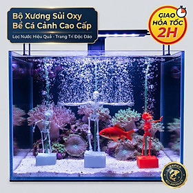 Bộ Xương Sủi Oxy Bể Cá Cảnh Cao Cấp - Trang Trí Hồ Thủy Sinh Sống Động - KT: 5.5x3x16cm - Trắng