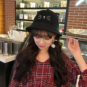 Mũ bucket nhung gân Mèo