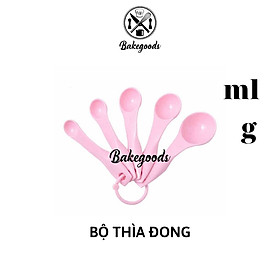 Mua Bộ 5 thìa đong  muỗng đong định lượng bằng nhựa màu hồng