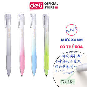 Bút gel xóa được có nắp đậy Deli - ngòi 0.5mm - mực Xanh/ Đen - A660