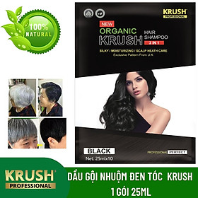 Dầu Gội Nhuộm Phủ Bạc Đen Tóc KRUSH Thảo Dược 1 Gói 25ml - Chính Hãng