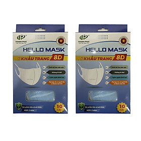 Combo 2 Hộp Khẩu trang 8D Hello Mask Trẻ Em 6 - 15 tuổi (10 cái/hộp)