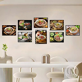 (ẢNH THẬT)Bộ 8 khung ảnh treo tường trang trí decor quán phở bò 1 có khung tặng kèm đinh treo