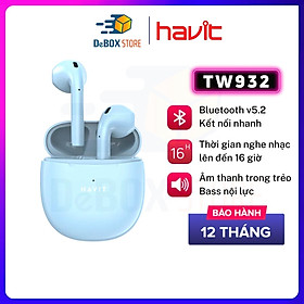 Mua Tai Nghe Bluetooth True Wireless HAVIT TW932 BT v5.2  Âm Bass Tăng Cường  Driver 13mm - Hàng Chính Hãng