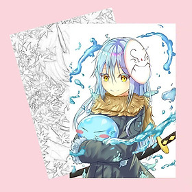 Tranh tô màu Tensei shitara Slime Datta Ken Chuyển Sinh Thành Slime tập bản thảo phác họa xinh xắn anime chibi