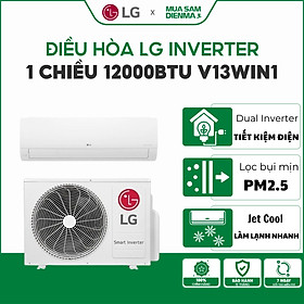 Mua Điều hòa LG V13WIN1 1.5HP (phòng 20m²) | Điều hòa 1 chiều 12000BTU lọc bụi mịn PM2.5 | Công nghệ inverter tiết kiệm điện | Hàng chính hãng