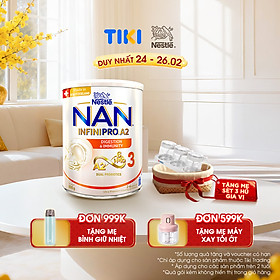 Sữa bột NAN INFINIPRO A2 800g Thụy Sĩ 3 với đạm quý A2 tiêu hóa tốt sau 7 ngày và 6HMO tăng cường đề kháng + Tặng Set 3 hũ nha vị (2 - 6 tuổi)