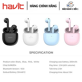 Mua Tai nghe Bluetooth Havit TW932 Chuẩn Bluetooth 5.2 cho chất lượng kết nối ổn định trong phạm vi 10m - Hàng Chính Hãng