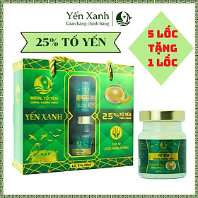 TỔ YẾN CHƯNG ĐƯỜNG PHÈN - YẾN XANH (25% TỔ YẾN) - LỐC 6 LỌ