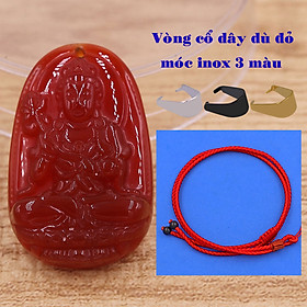 Mặt dây chuyền Đại thế chí mã não đỏ 3.6 cm kèm vòng cổ dây dù đỏ, Phật bản mệnh, mặt dây chuyền phong thủy