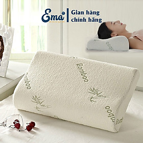 Mua Gối ngủ cao su non vỏ sợi tre kháng khuẩn cao cấp cho người lớn EMA - Phong cách Nhật Bản - Chống đau mỏi cổ vai gáy  ngủ ngáy - KT 50x30x10cm