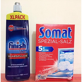 Muối rửa bát Finish Nhập Khẩu Đức 1.2kg dùng cho Máy rửa bát‎. Tặng que thử nước cứng