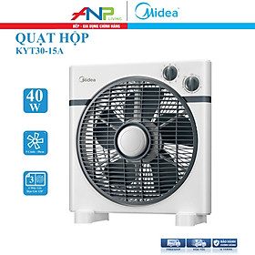 Quạt Hộp Midea KYT30-15A (Hàng Chính Hãng, Công suất 40W, 5 Cánh, Chỉnh Gió 4 Tốc Độ, Có Chức Năng Hẹn Giờ)