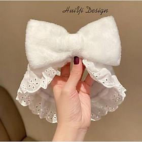 Băng đô nơ + viền ren mềm mại tốt