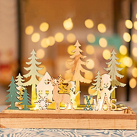 Christmas LED Light Wood Shell Stars Triangle Tree Snowman Shape Lovely Decoration Lamp Night Illumination