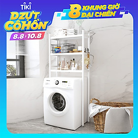 Kệ để đồ trên Máy giặt INOX 304 trắng 3 tầng kệ đồ đa năng toilet nhà tắm tiết kiệm cho không gian nhỏ hẹp VANDO