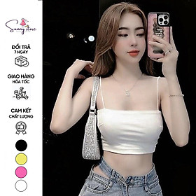 Áo croptop 2 dây không mút, áo nữ body kiểu dáng hàn quốc (SN039)