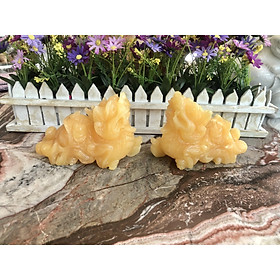Mua Cặp Tỳ Hưu phong thủy đá ngọc hoàng long - Dài 15 cm