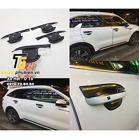 Bộ ốp tay nắm cửa, hõm cửa xe Kia Sorento 2021 vân Carbon