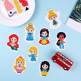 32 Hình Tranh Đính Đá Kim Cương Giả Mini Tạo Sticker Công Chúa Cho Bé Trang Trí (Có Dụng Cụ)