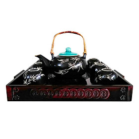 Bộ Trà Đức Khay Xanh Gốm Sứ Bát Tràng T413XD