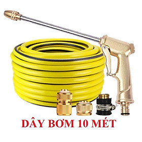 Bộ dây vòi xịt nước rửa xe, tưới cây . tăng áp 3 lần, loại 7m, 10m 206701-3 đầu đồng,cút đồng+tặng móc khoá