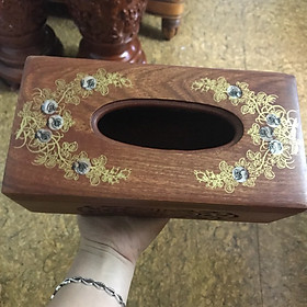 Mua Hộp Gỗ Hình Chữ Nhật 22cm x 10cm Chạm Hoa Văn Xà Cừ Đựng Khăn Giấy Anh Chị Để nhà và để trong xe hơi cũng được xài hoài xài mãi bền đẹp sang rẻ ạ