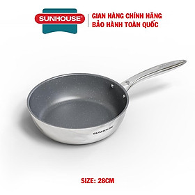 Chảo inox nguyên khối Sunhouse Desire DE28M, Đường kính 28 Cm, Chất liệu inox 2 lớp nguyên khối, Sử dụng được trên tất cả các loại bếp, Hàng chính hãng