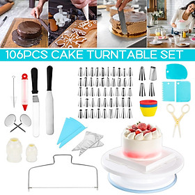 Mua 106Pcs Cake Decorating Turntable Rotating Stand Piping Tips ...
