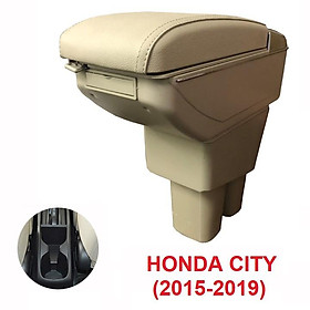 Hộp tỳ tay ô tô Honda City 2015-2019 tích hợp 7 cổng USB. Mã:DUSB-HDCTY (Màu Đen và Be)